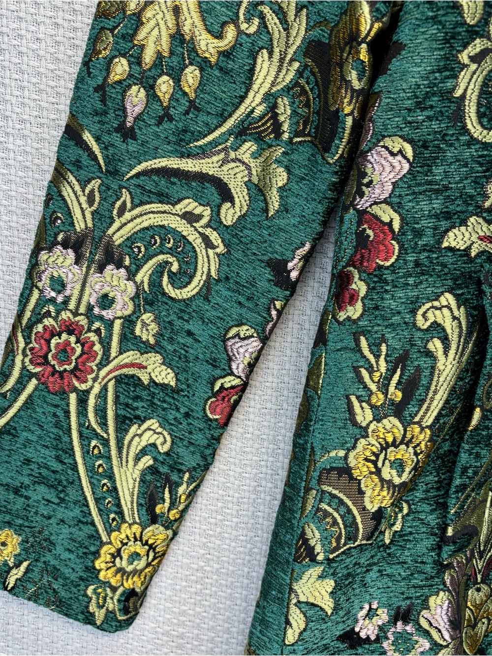 NWT Vintage Peck & Peck Tapestry Green Gold Coat Jacket Women S Brocade Floral - Picture 7 of 14